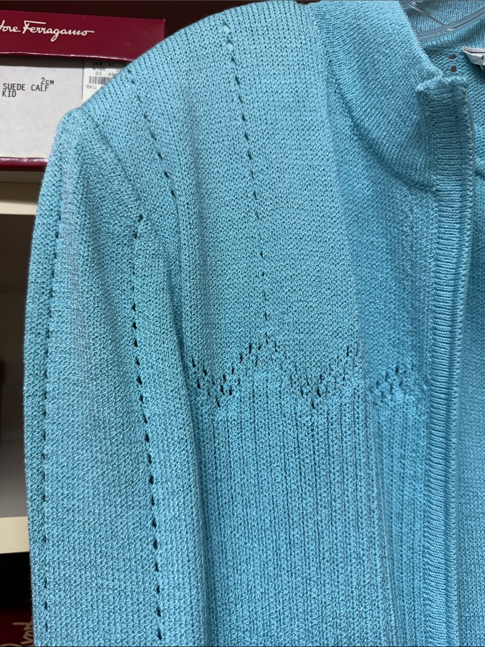St. John Sport Aqua Blue Knit Pullover and Cardigan Set - Picture 2 of 8